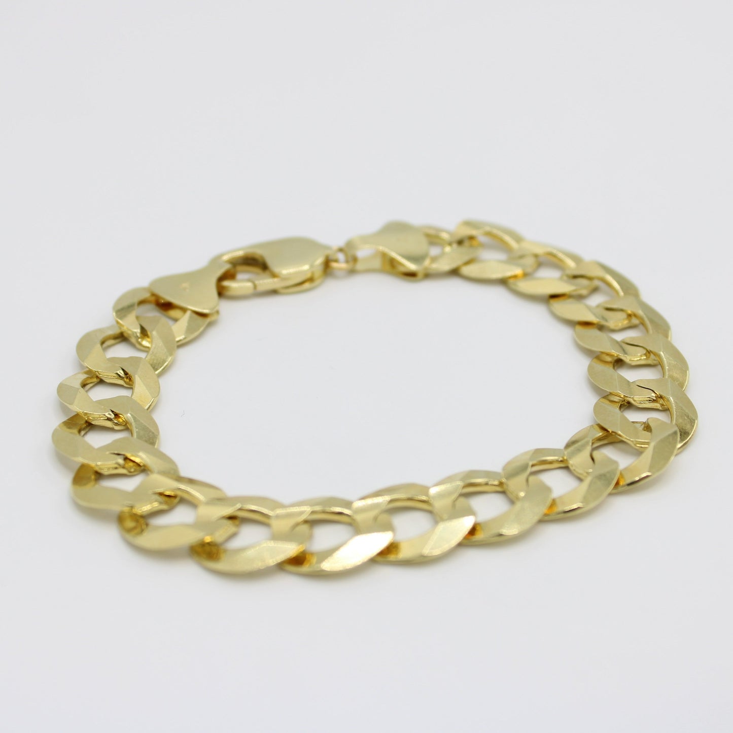 14K Classic Solid Flat Cuban Bracelet Yellow Gold