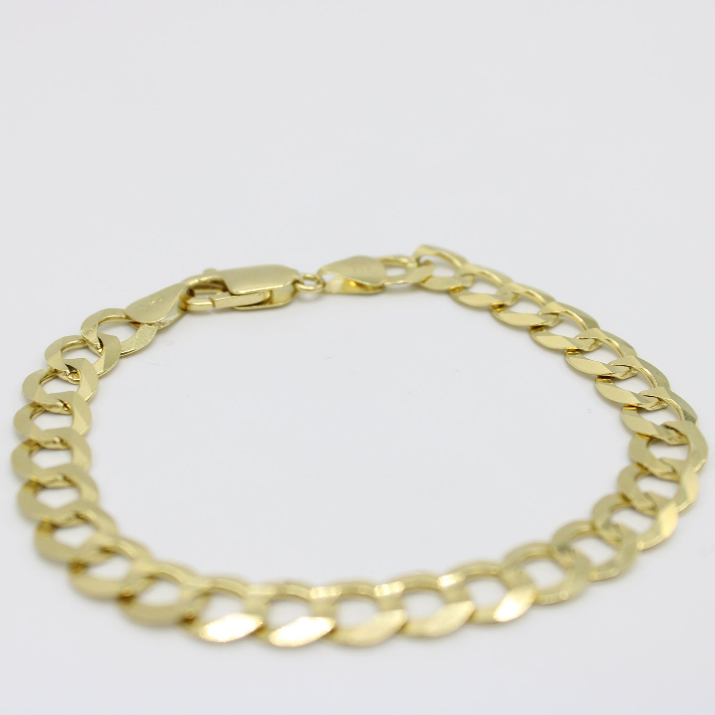 14K Solid Flat Cuban Bracelet \\ 9.4 mm \\ Yellow Gold
