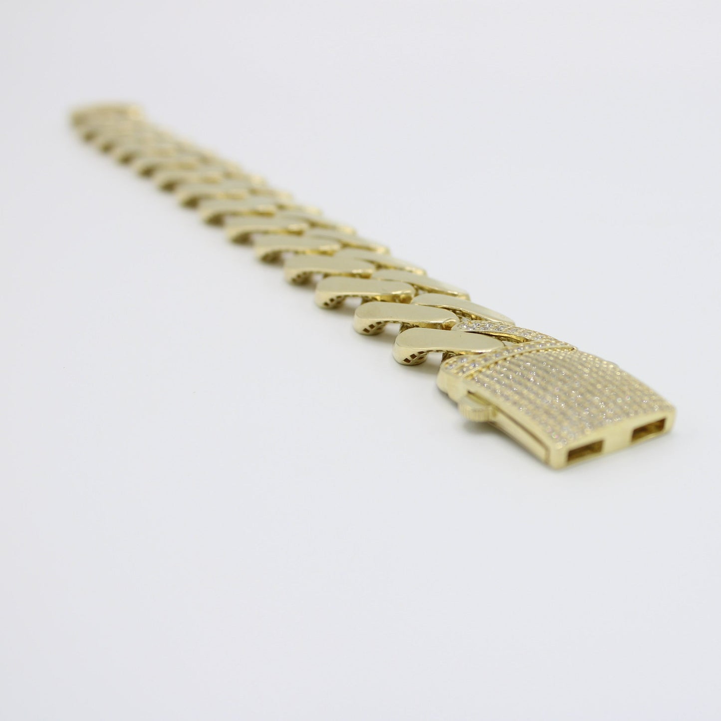14K Hollow Ittallo Bracelet Cz Lock \\ 18.5 mm \\