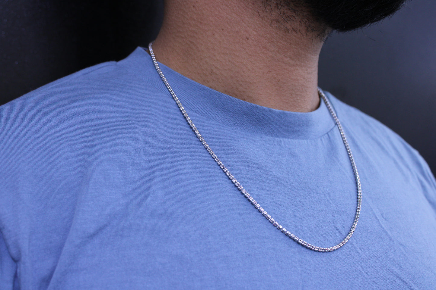 14K Moon Ice Chain White Gold \\ 2.4 mm - 24” \\