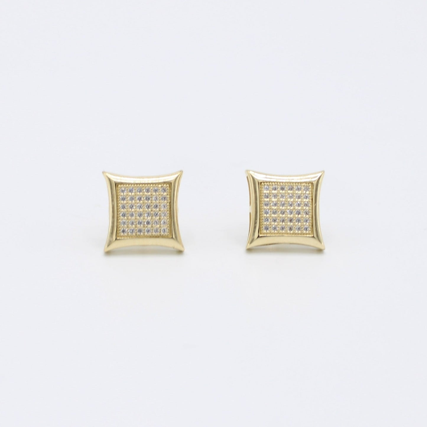 14K Square Earring Cz and Black Stones
