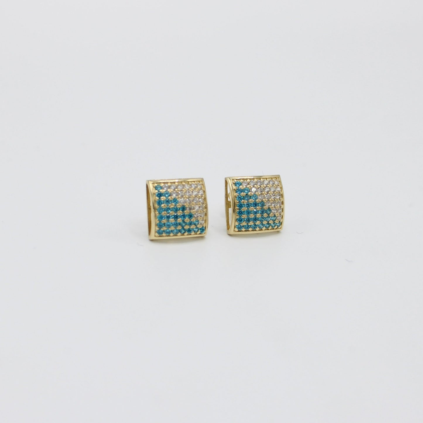 14K Men's Earring Cz and Blue Stone
