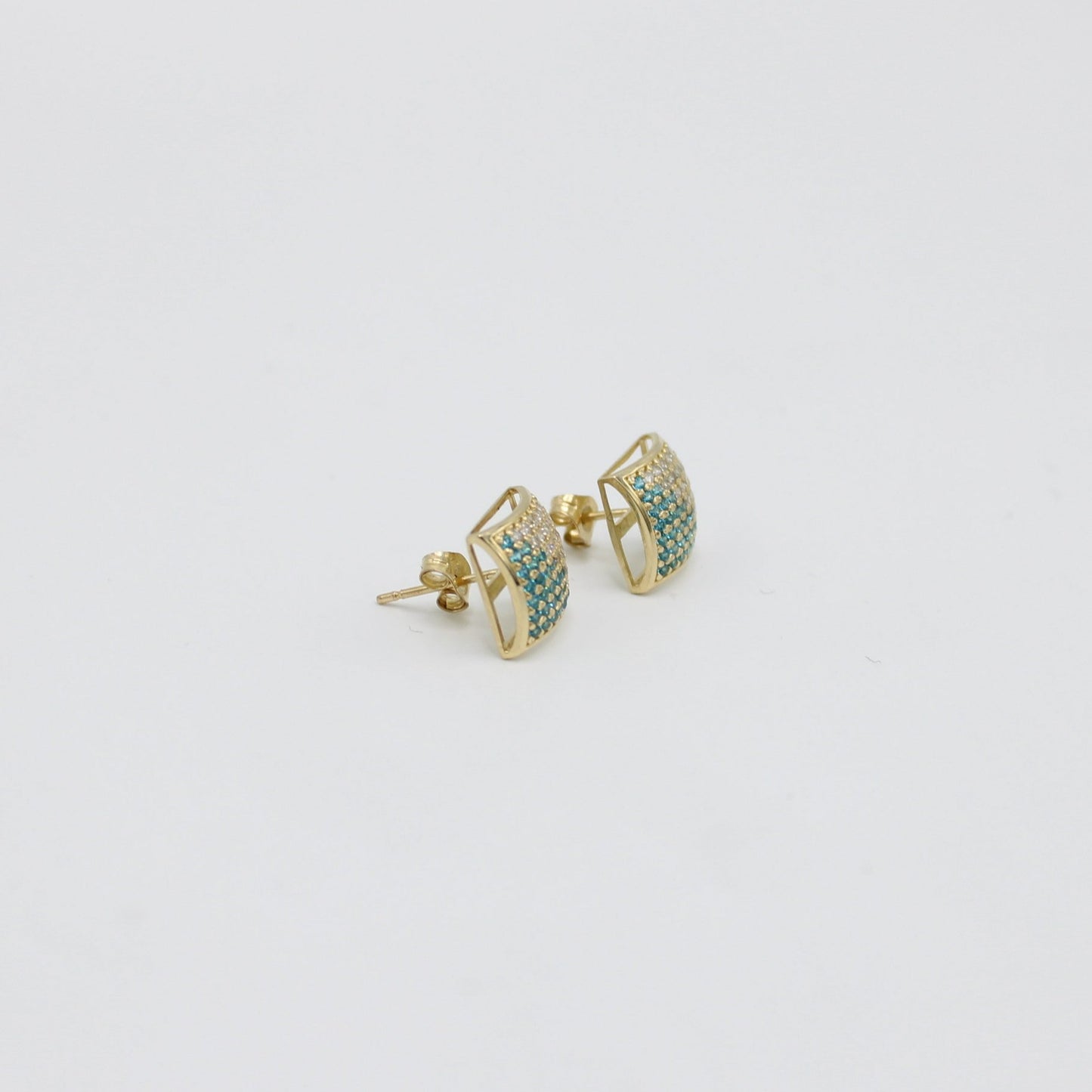 14K Men's Earring Cz and Blue Stone