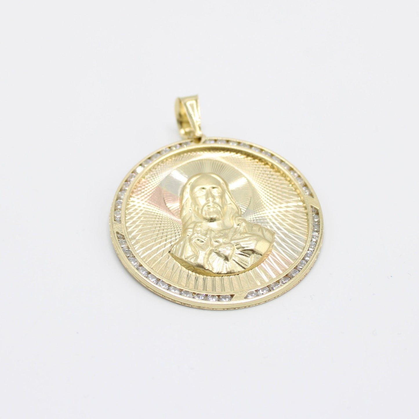 14K Jesus Face Pendant Two Tones (Yellow And Rose Gold )