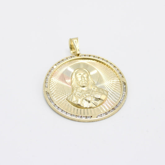14K Jesus Face Pendant Two Tones (Yellow And Rose Gold )