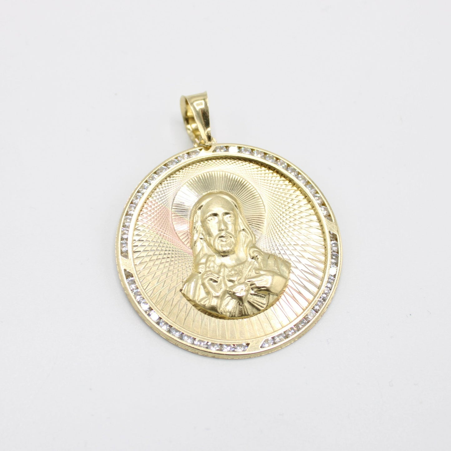 14K Jesus Face Pendant Two Tones (Yellow And Rose Gold )
