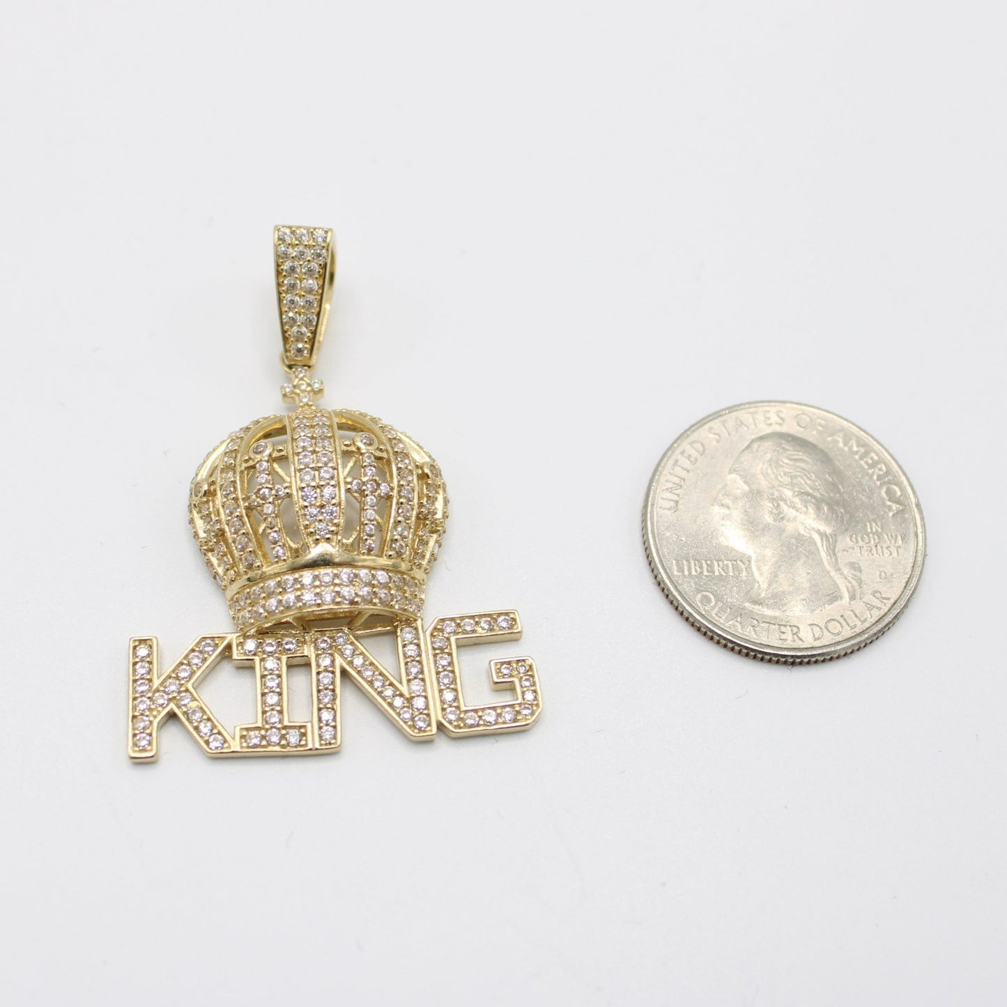 14K King Crown Cz Pendant Yellow Gold