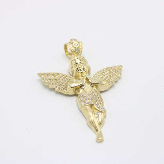 14K Jumbo Angel Cz Stones Pendant
