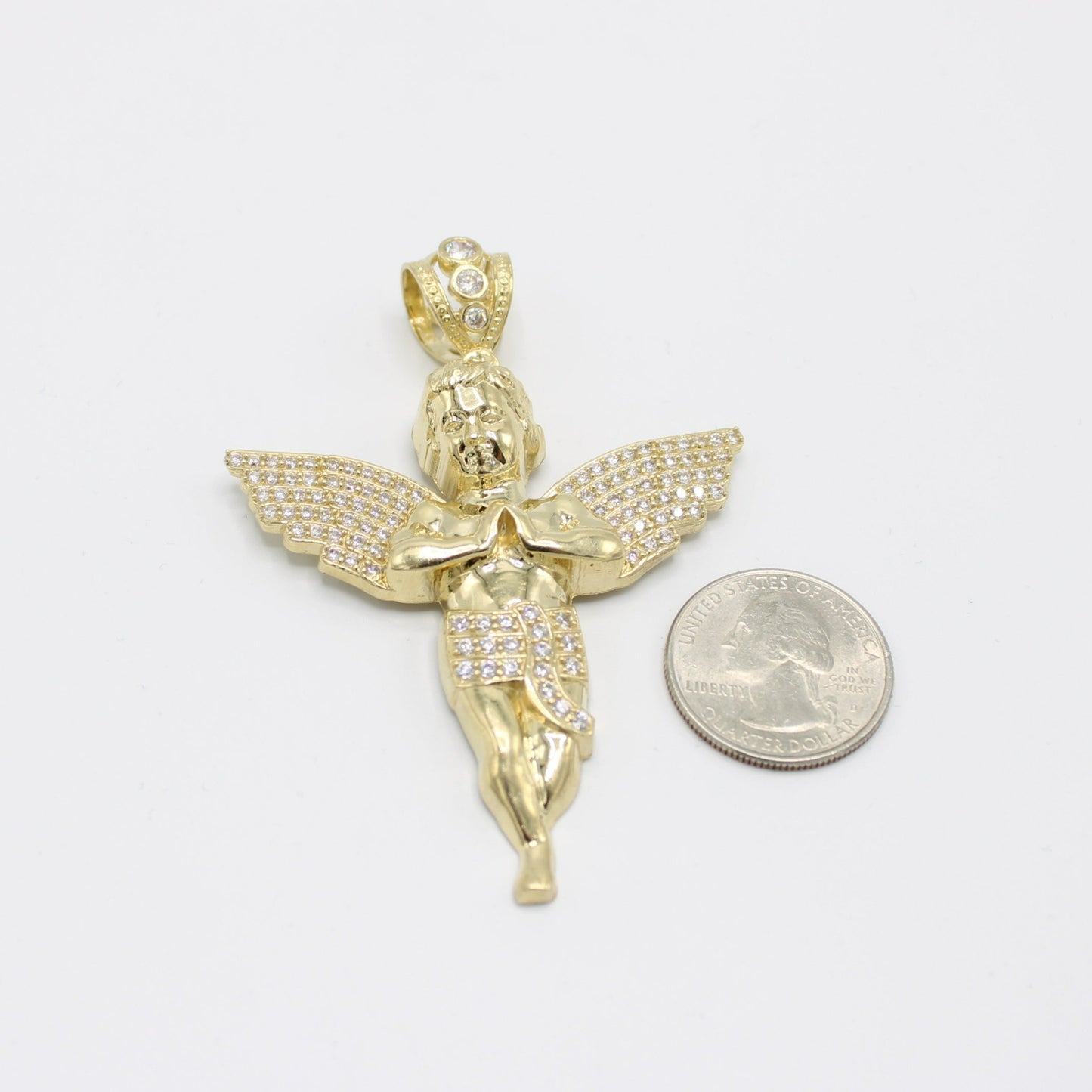 14K Jumbo Angel Cz Stones Pendant