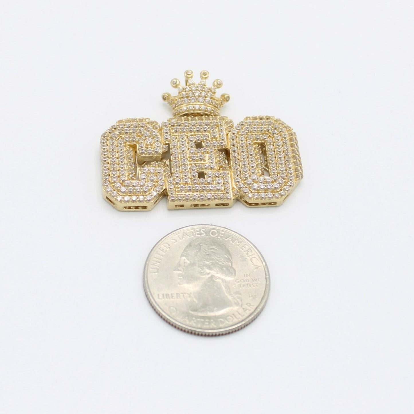14K CEO Cz Stones Pendant Yellow Gold