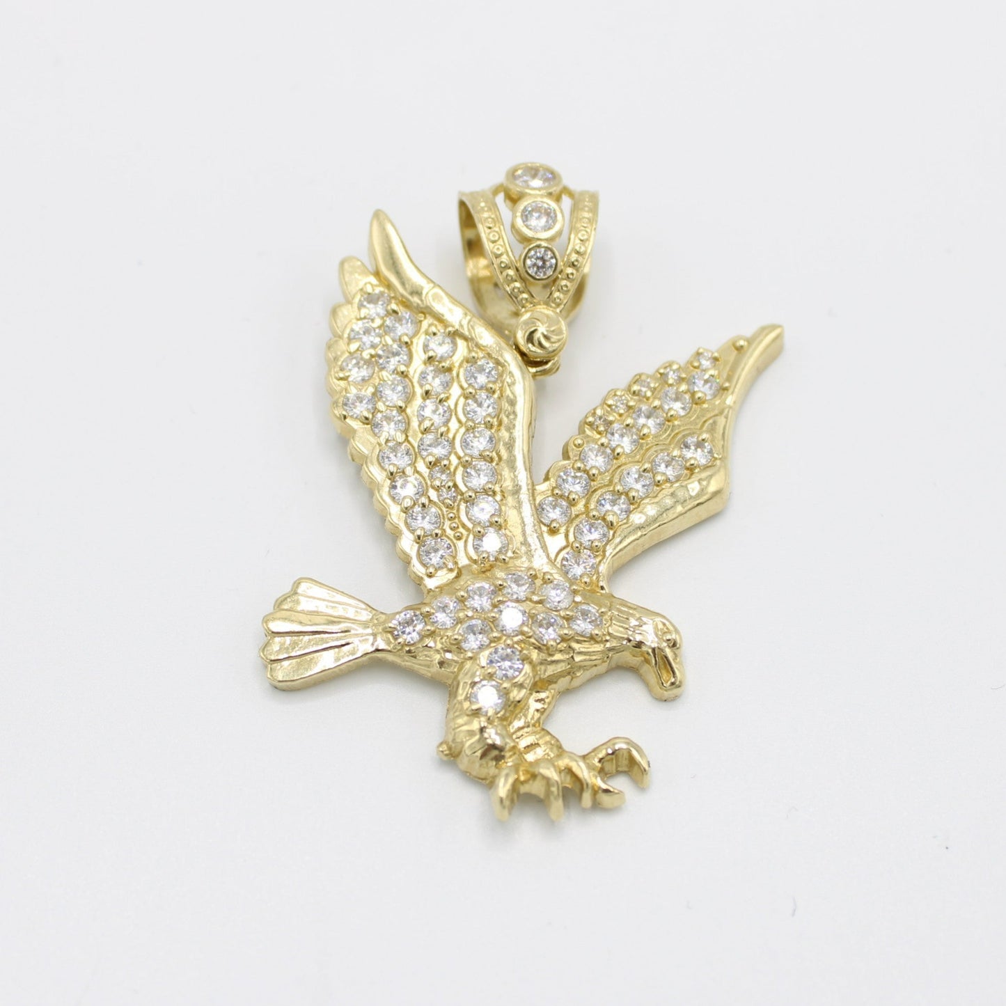 14K Eagle ( Aguila) Cz Stones Pendant Yellow Gold