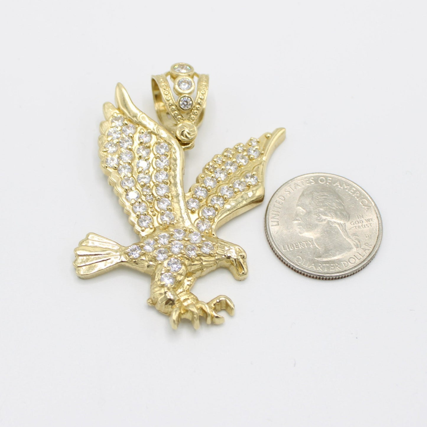 14K Eagle ( Aguila) Cz Stones Pendant Yellow Gold