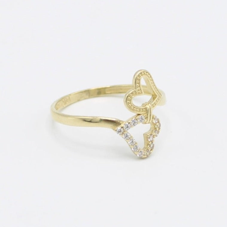 14K Heart Women's Gold Ring Cz Stones