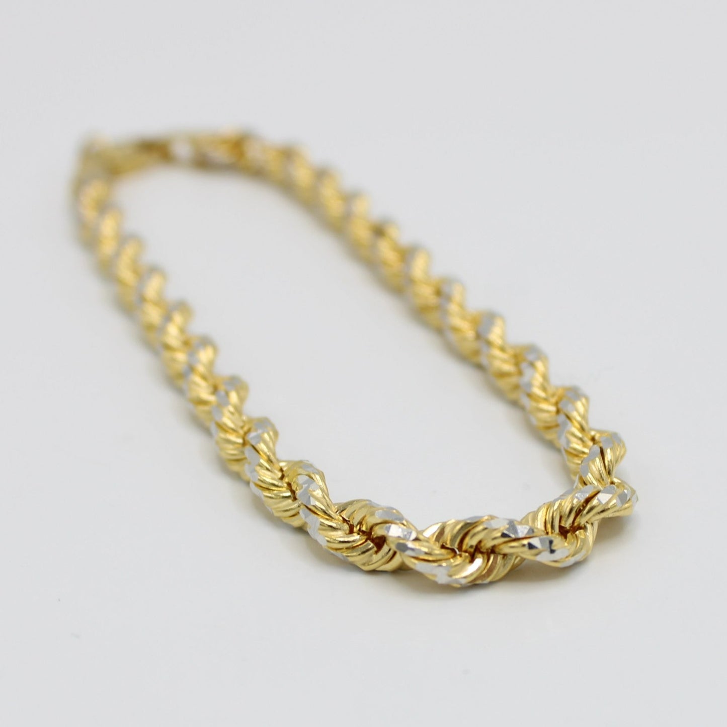 14K Solid Rope Bracelet Two Tones Yellow Gold