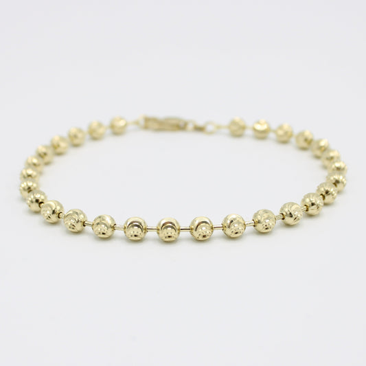 14K Solid Moon Cut Bracelet Yellow Gold