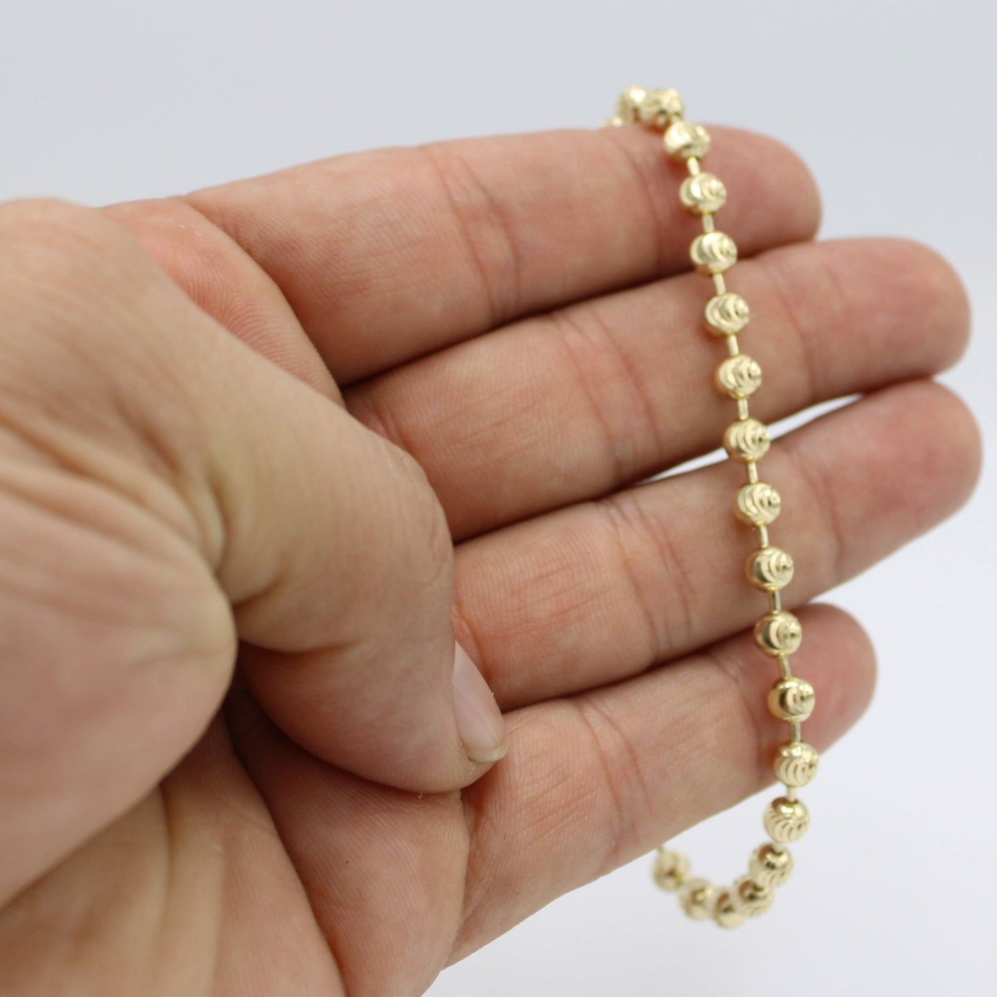 14K Solid Moon Cut Bracelet Yellow Gold