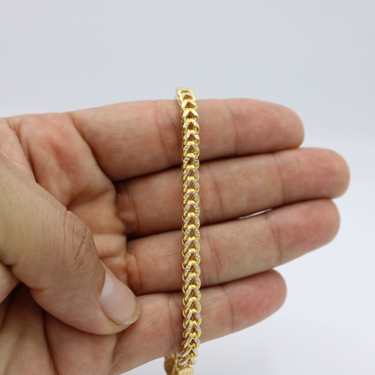 14K Franco Bracelet two Tones Yellow Gold