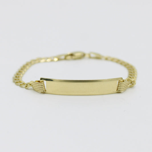 14K Name Plate Solid Cuban Baby Bracelet yellow Gold