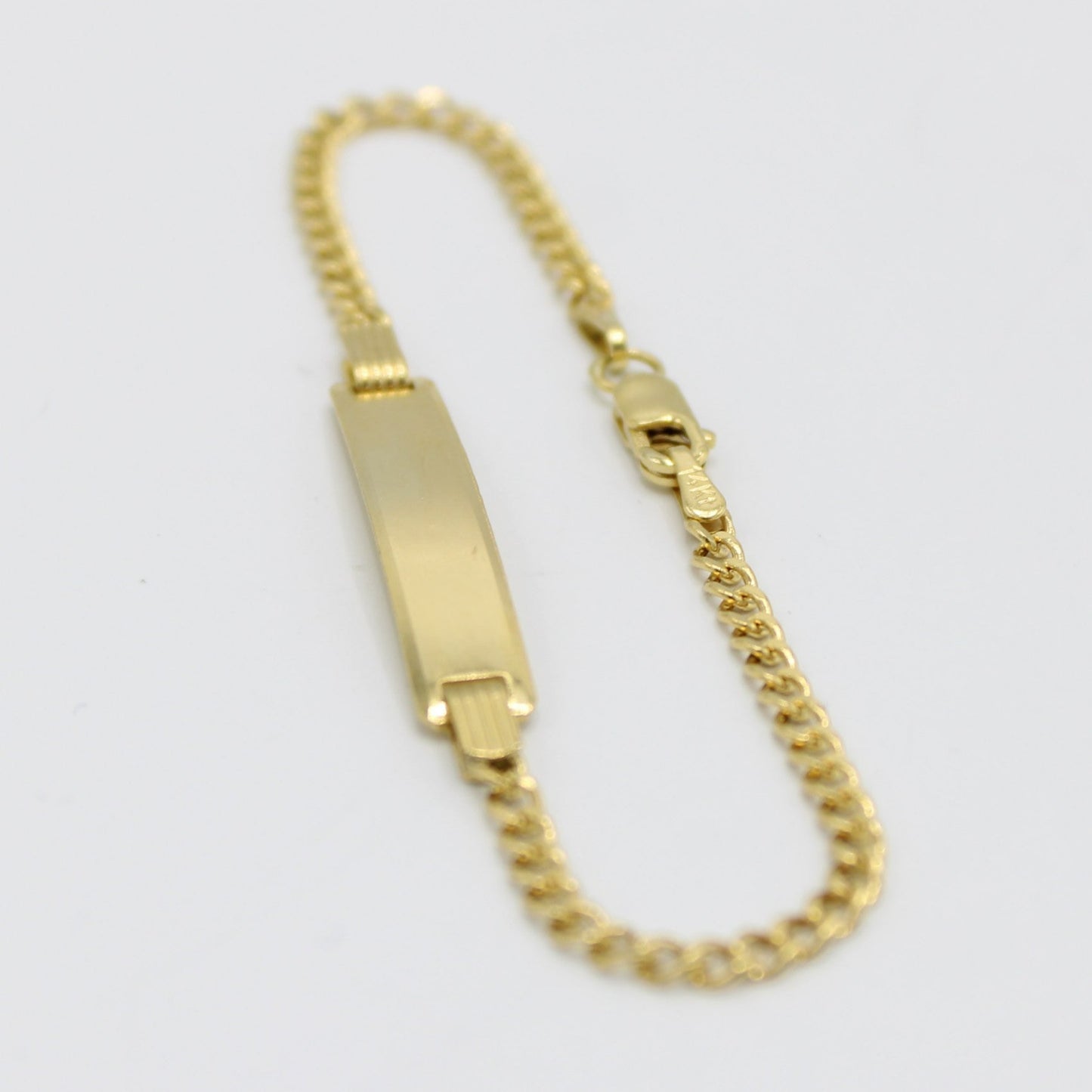 14K Name Plate Solid Cuban Baby Bracelet yellow Gold