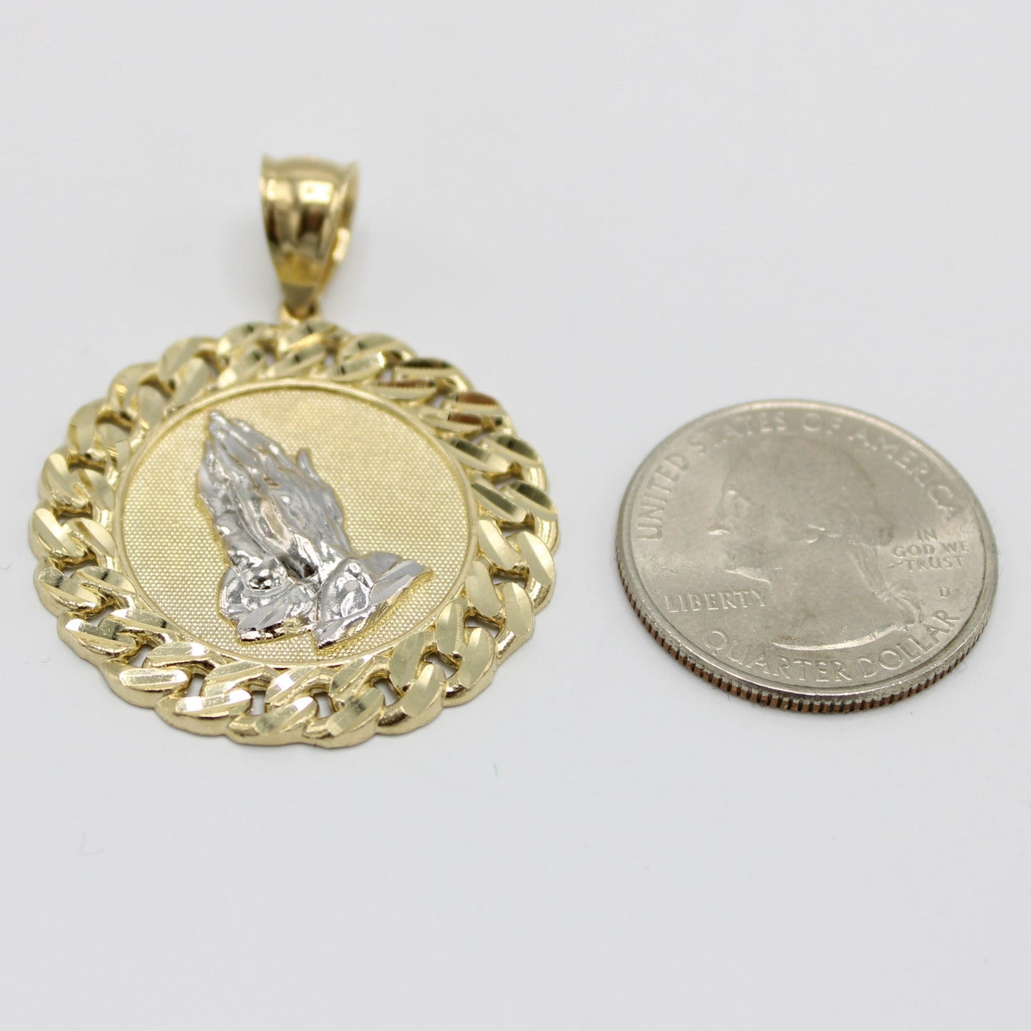 14K Pray Hands Pendant Yellow Gold