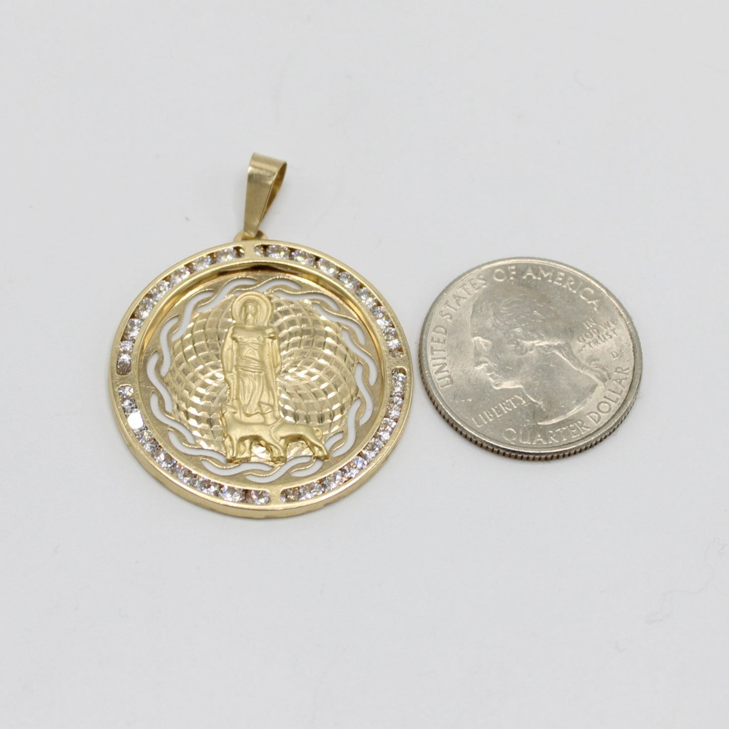 14k San Lazaro Pendant Cz Stones Yellow Gold