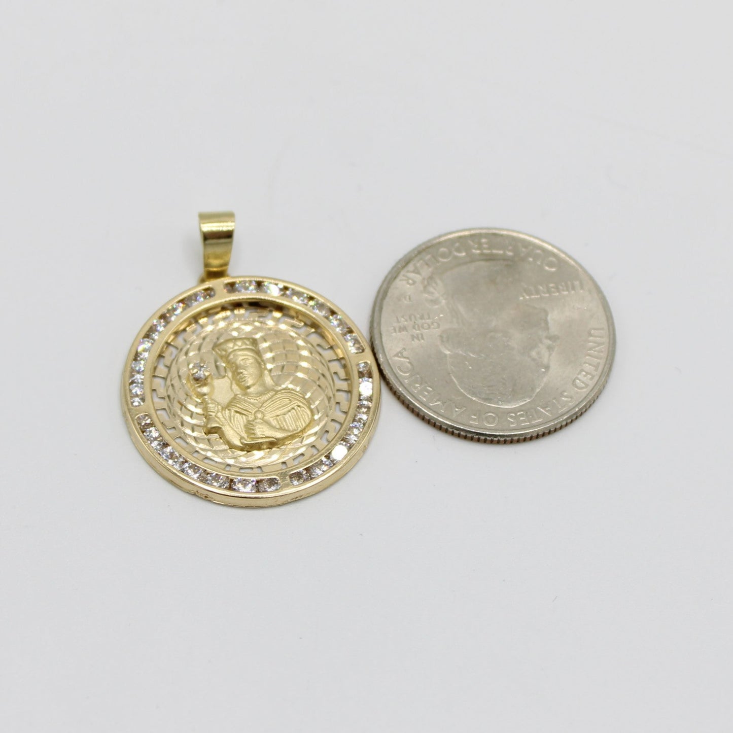 14K Santa Barbara Pendant Cz Stones Yellow Gold