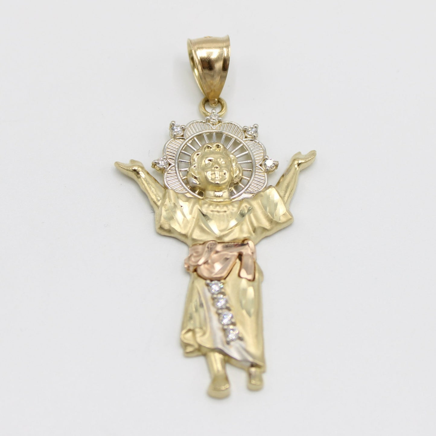 14K Niño Divino Cz Pendant Three Tones Of Gold