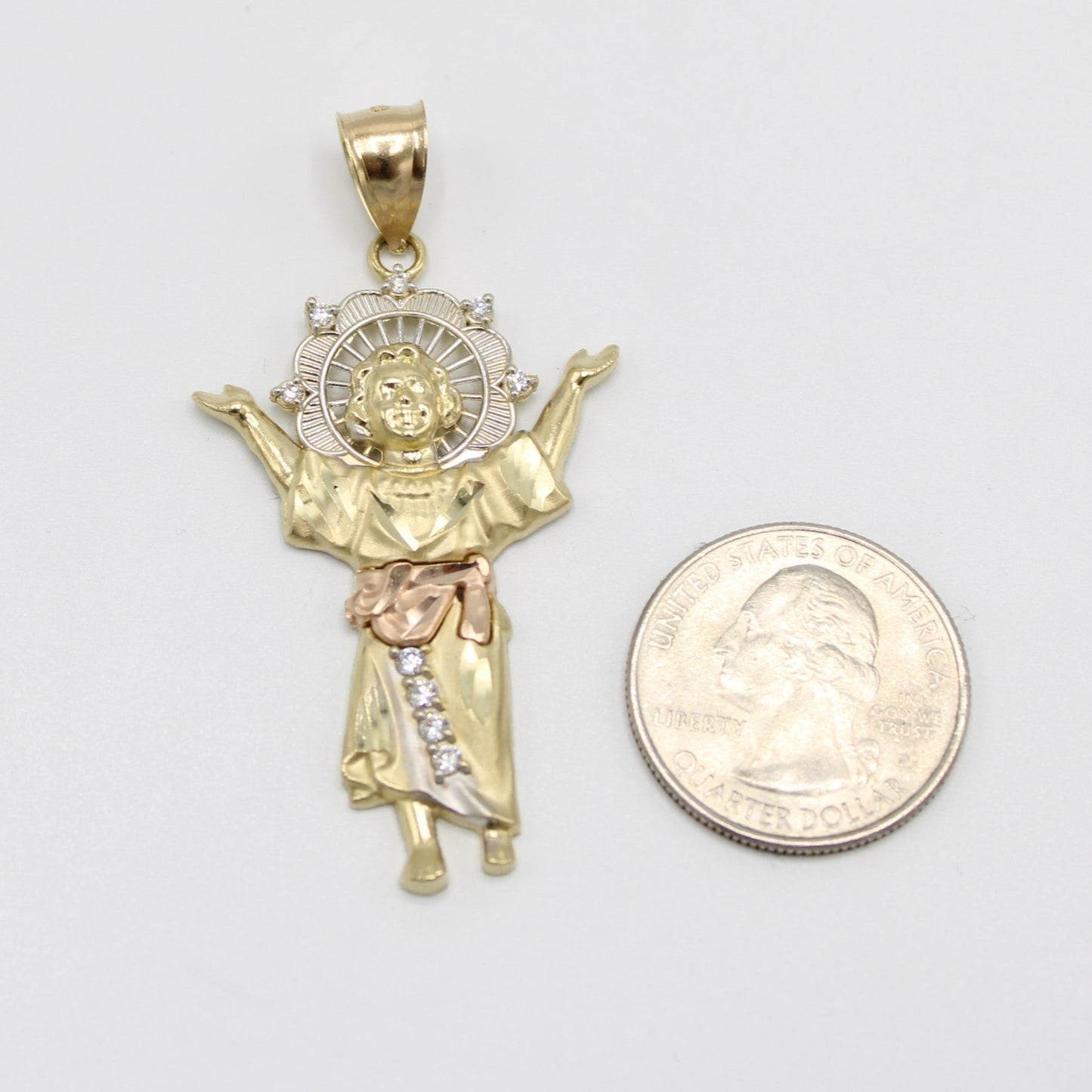 14K Niño Divino Cz Pendant Three Tones Of Gold