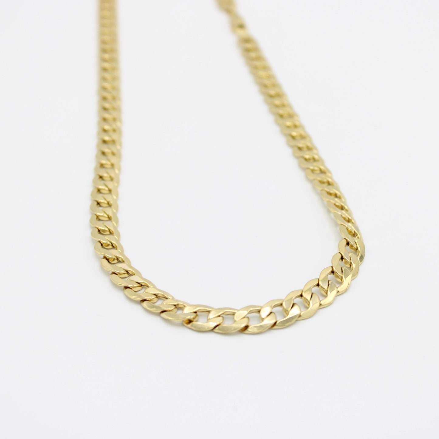 14K Semi-Solid Flat Cuban Chain Yellow Gold