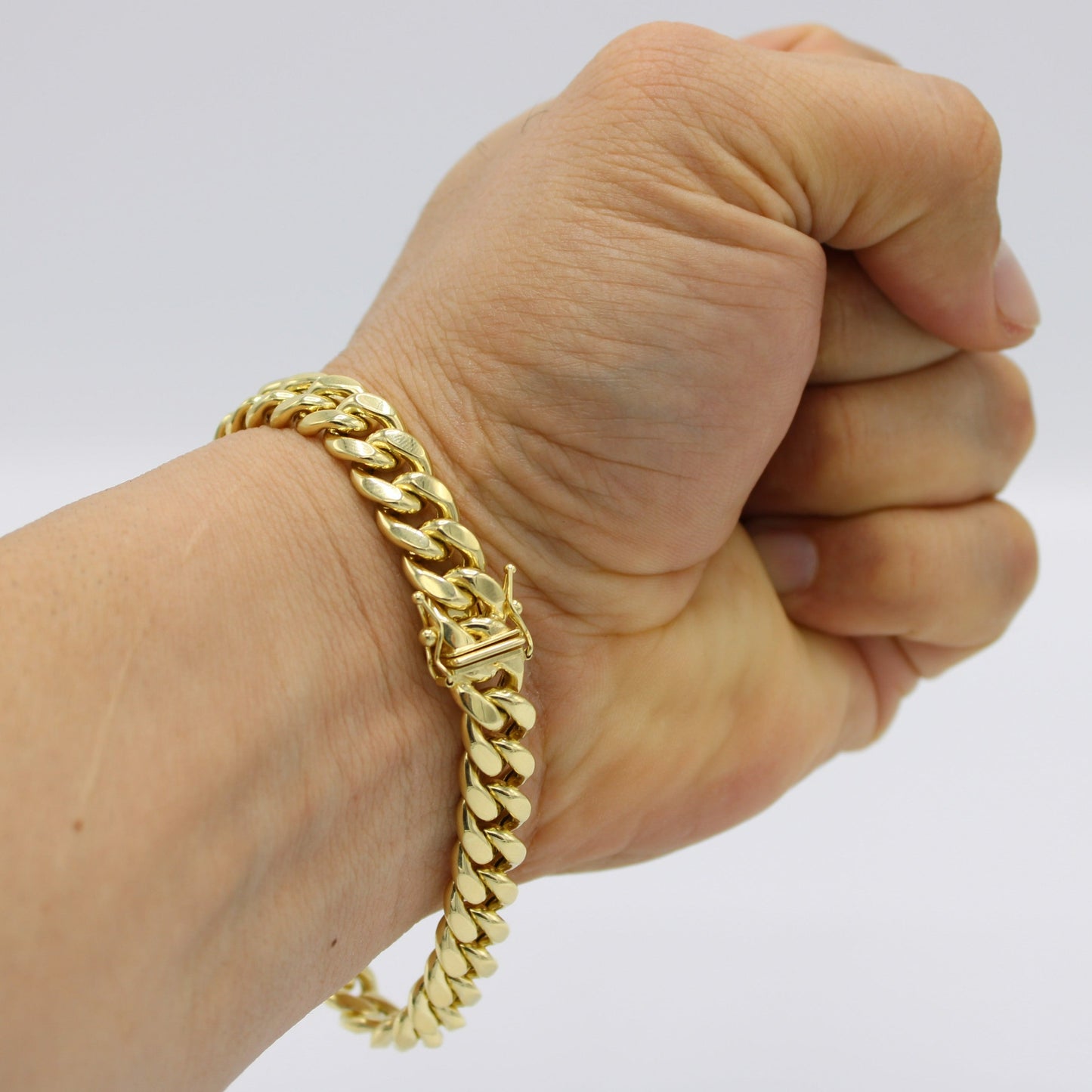 14K Semi-Solid Miami Cuban Bracelet \\ 9.4 mm \\