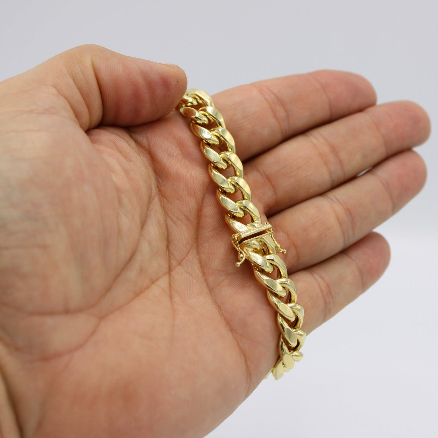 14K Semi-Solid Miami Cuban Bracelet  \\ 10.5 mm \\