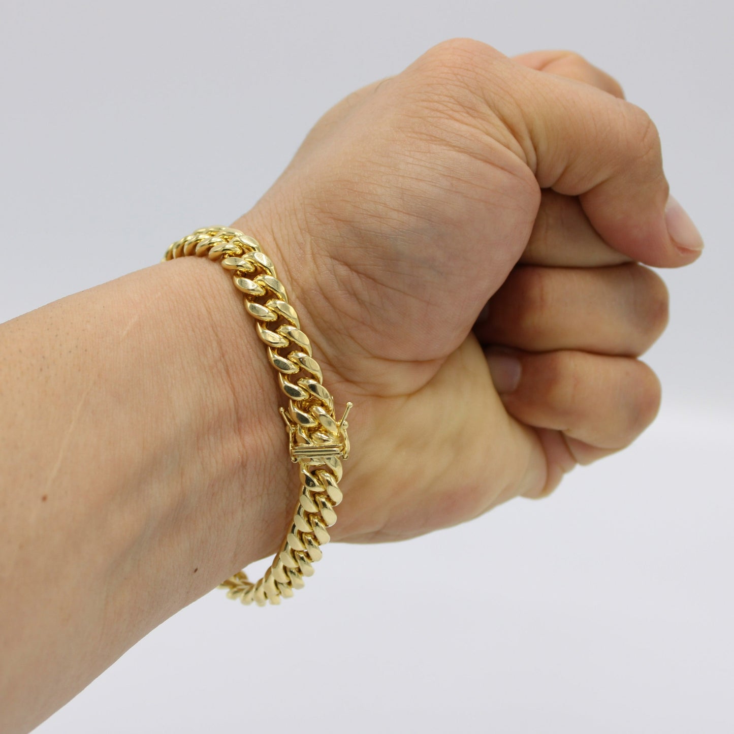 14K Semi-Solid Miami Cuban Bracelet \\ 8.6 mm \\