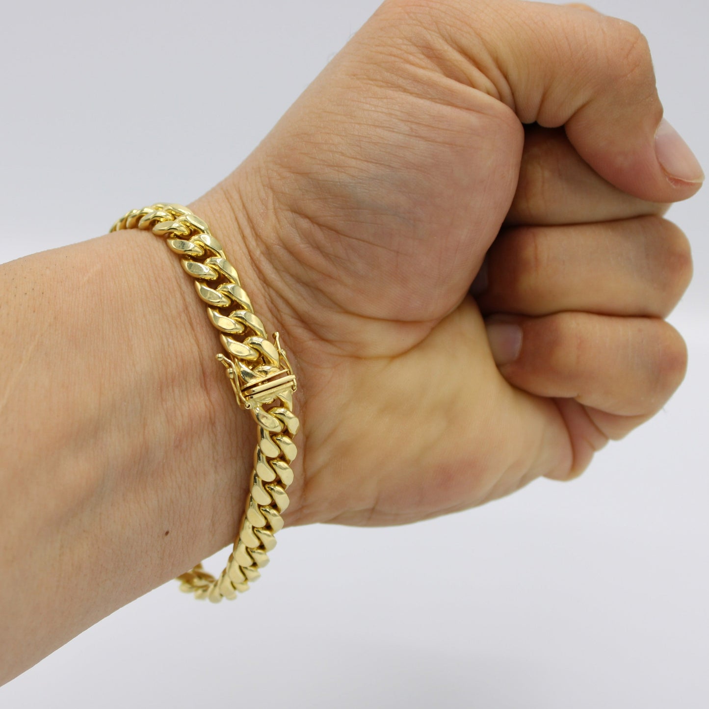 14K Semi-Solid Miami Cuban Bracelet \\ 8.4 mm \\