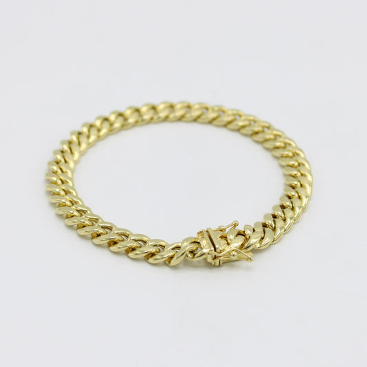 14K Semi-Solid Miami Cuban Bracelet  \\ 7.6 mm \\