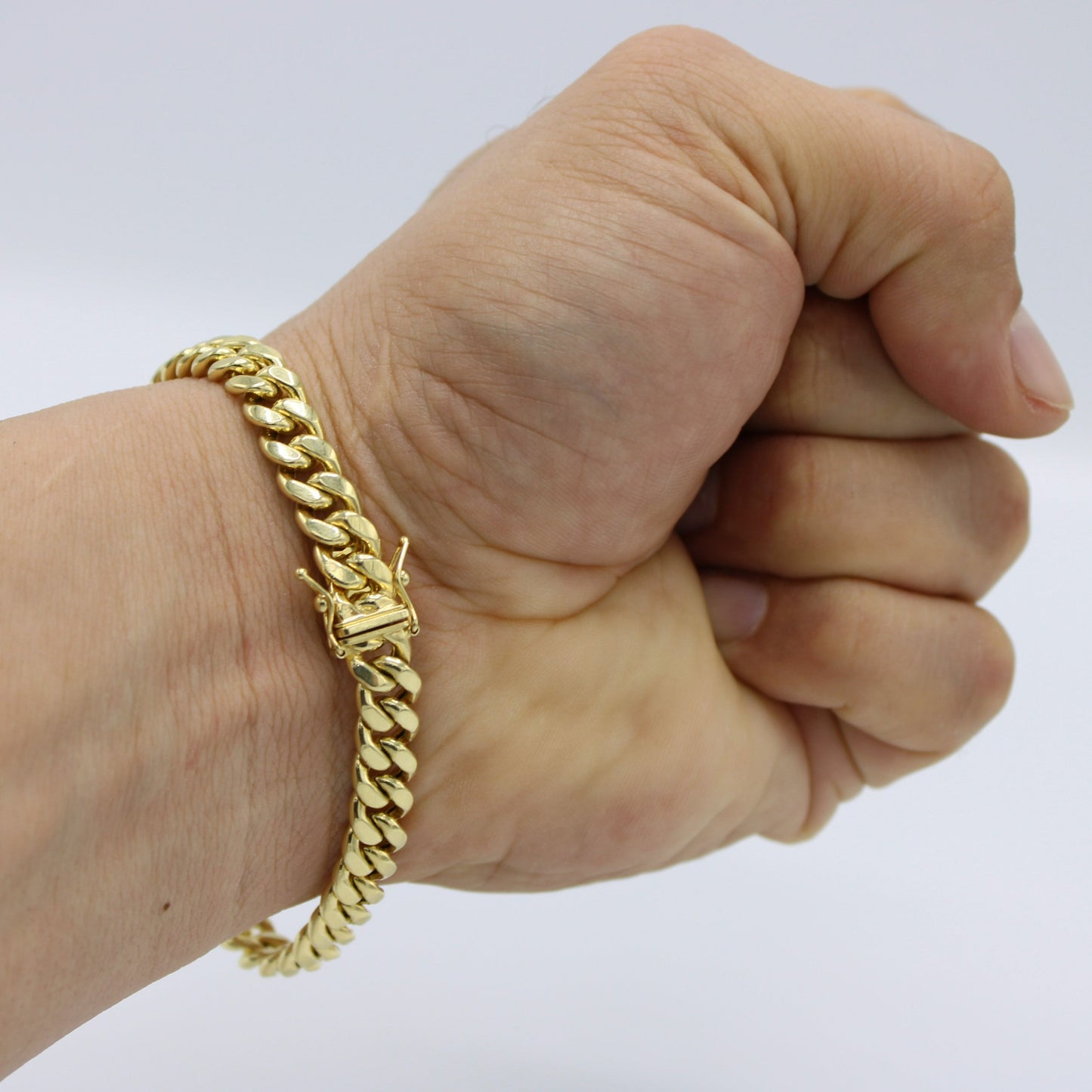 14K Semi-Solid Miami Cuban Bracelet  \\ 7.6 mm \\
