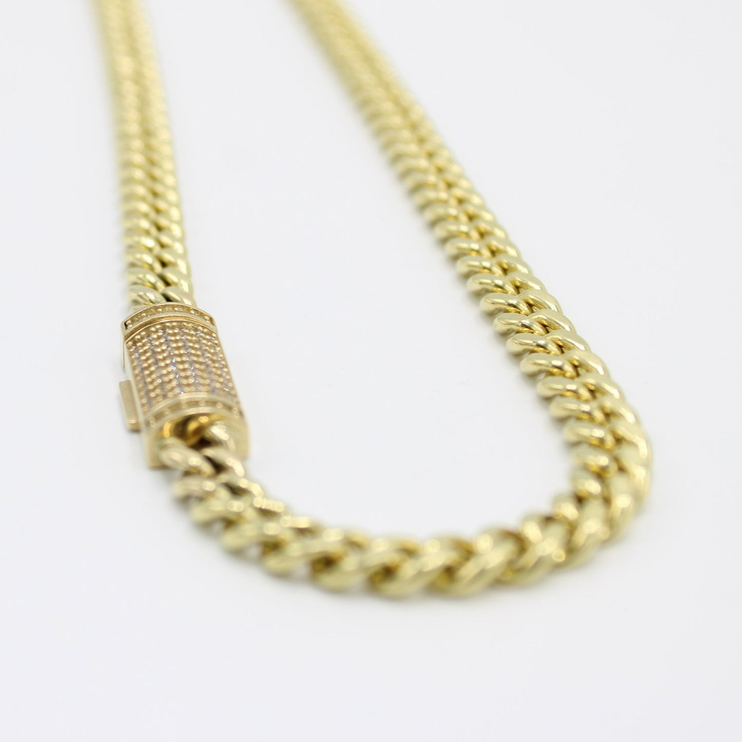 14K Choker Semi-Solid Miami Cuban Link Cz Lock \\ 6.7 mm - 18” \\