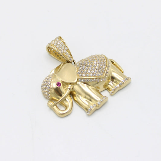 14K Elephan 𩣠Cz Stones Yellow Gold