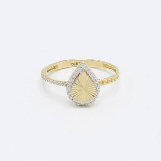 14K Tear Cat Women's Ring Cz Stones Yellow Gold