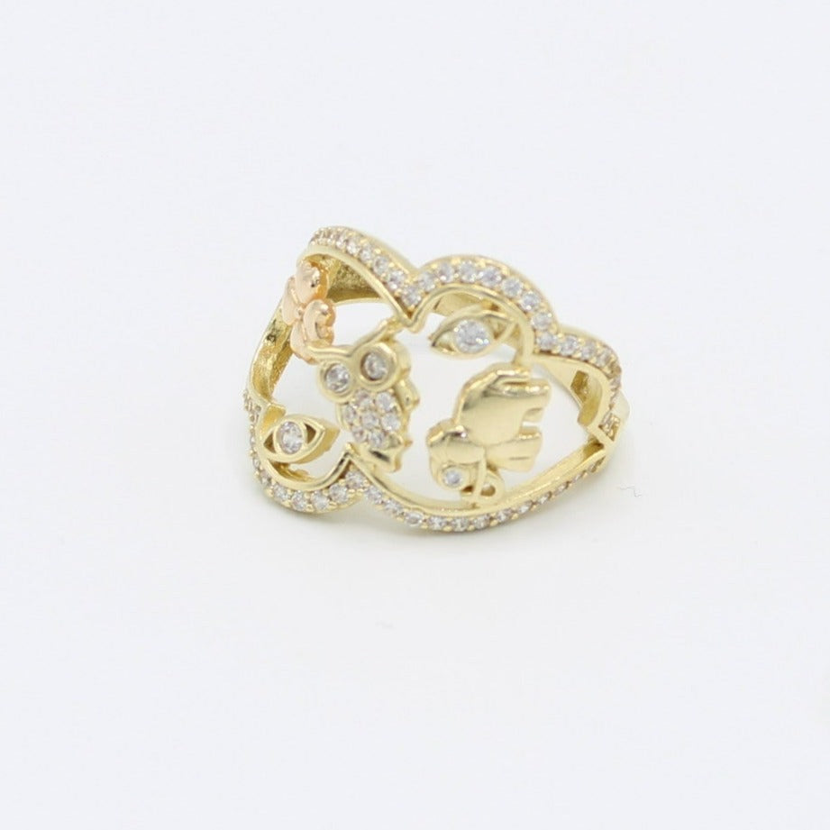 14K Lucky Women's Ring Cz Stones Yellow Gold