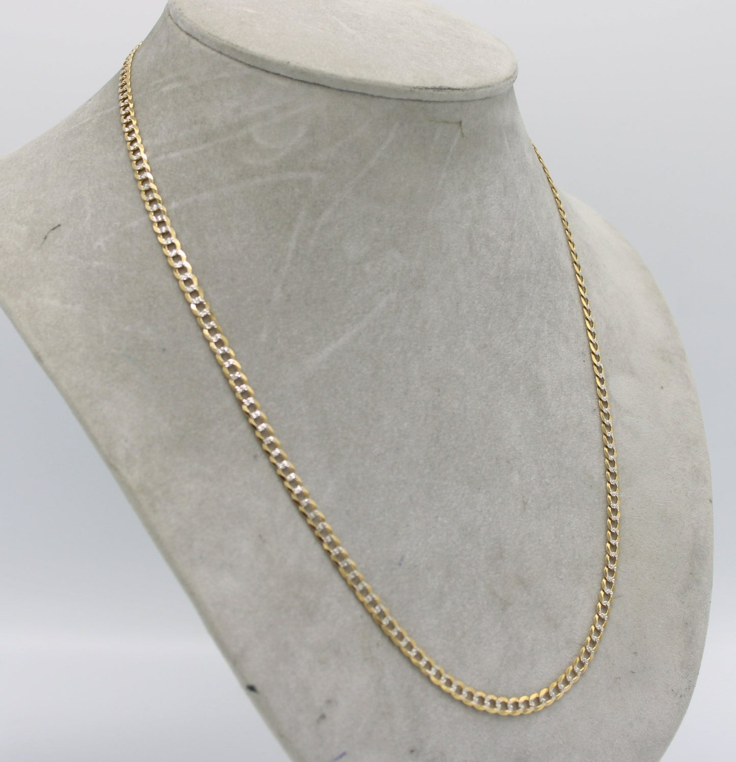 14K Solid Flat Cuban Chain Two Tones Yellow Gold ( 4.6 mm\ 24 " )