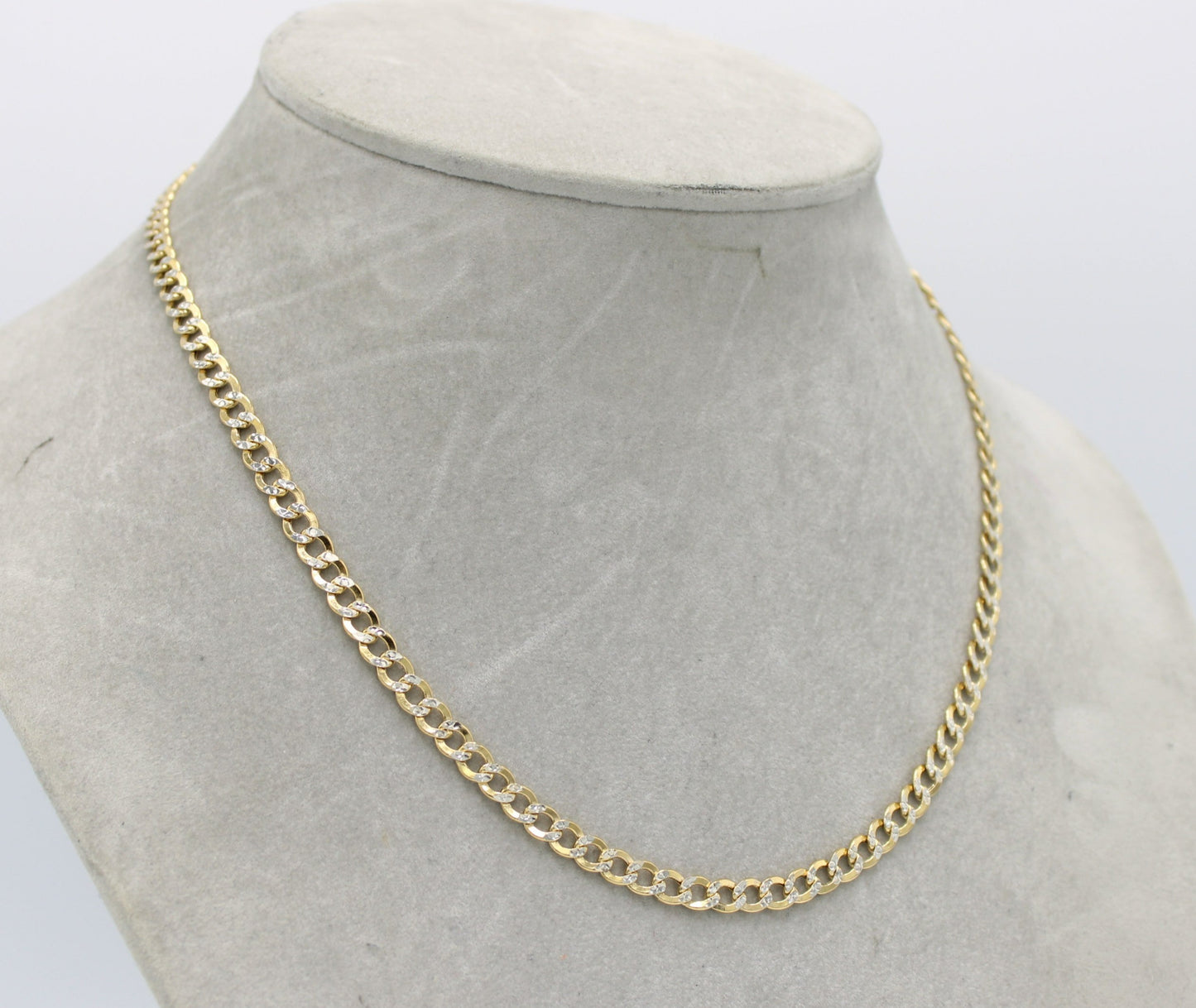 14K Semi-Solid Flat Cuban Chain Two Tones Yellow Gold ( 5.2 mm\ 20 " )
