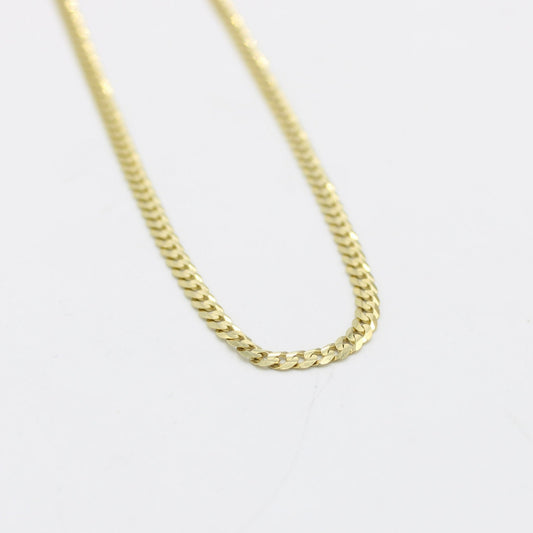 14K Solid Flat Cuban Chain Yellow Gold ( 3.1 mm\ 22 " )