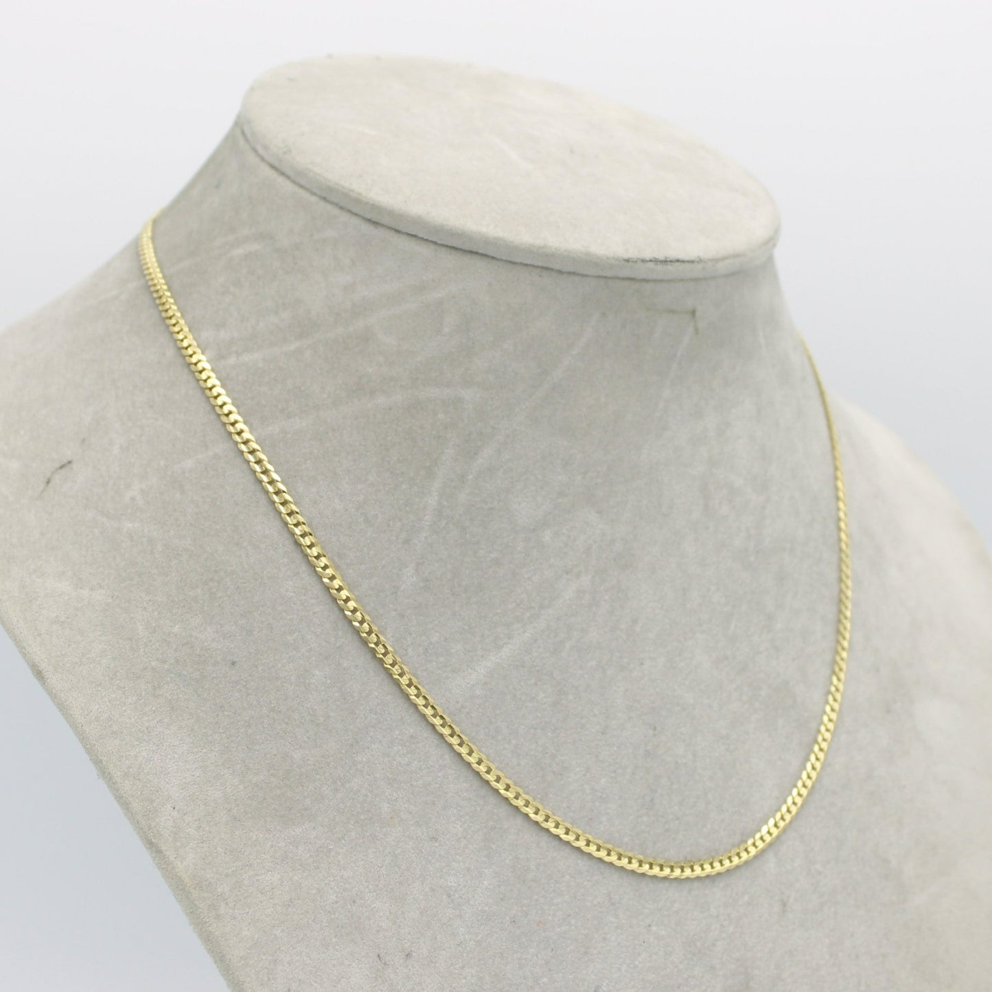 14K Solid Flat Cuban Chain Yellow Gold ( 3 mm\ 20 " )