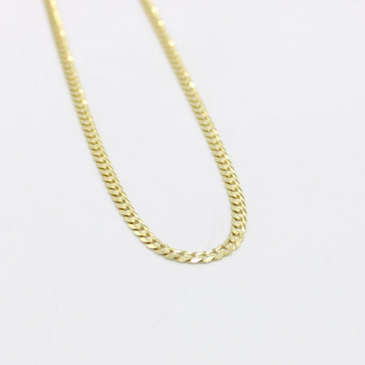 14K Solid Flat Cuban Chain Yellow Gold ( 3 mm\ 20 " )
