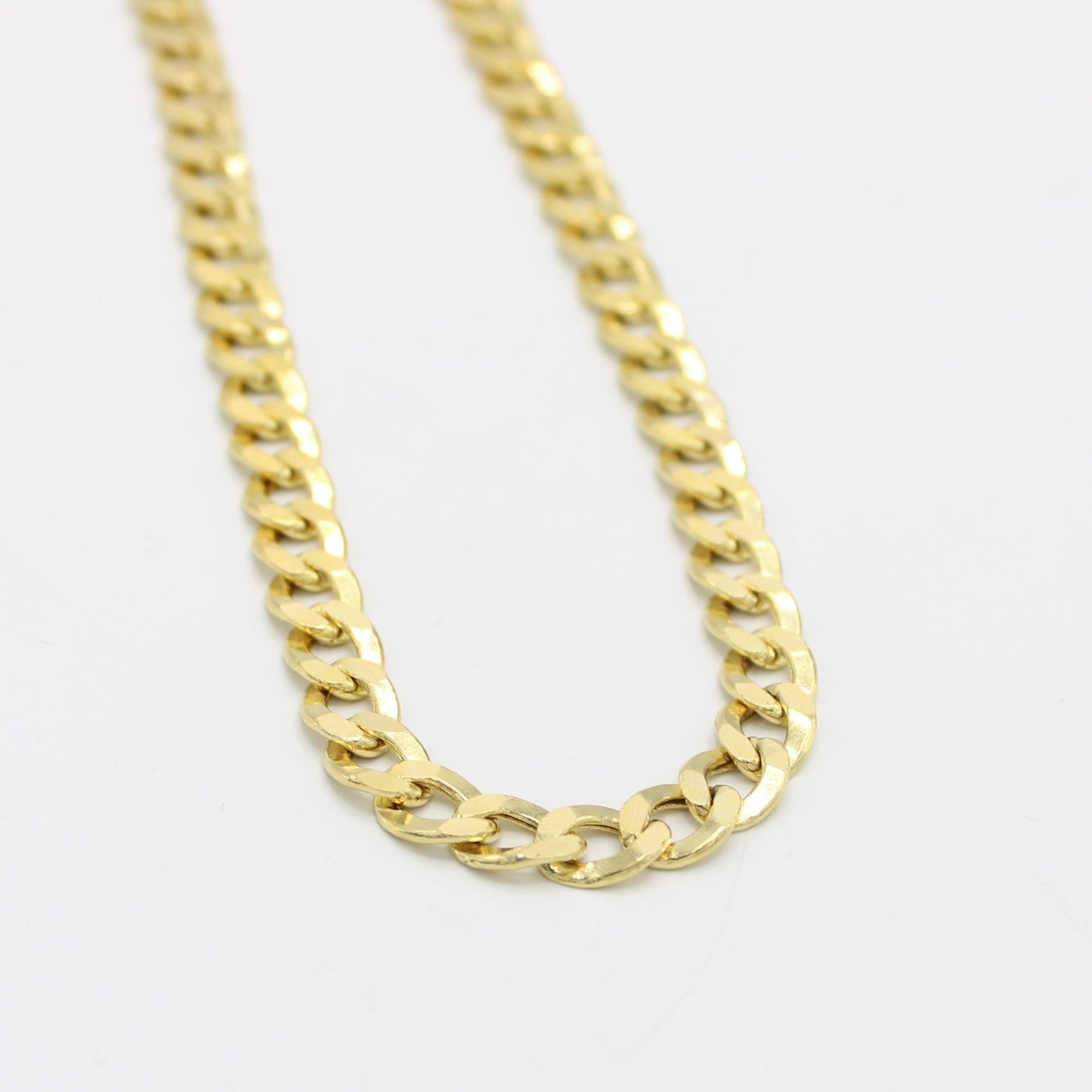 14K Semi-Solid Flat Cuban Chain Yellow Gold ( 7.8 mm\ 20 " )