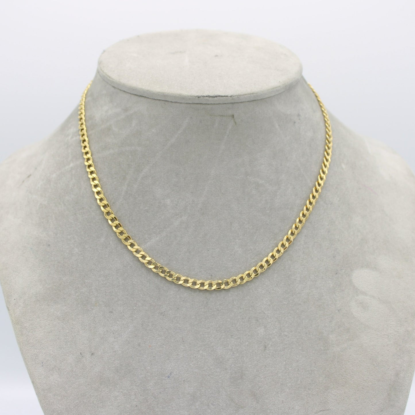 14K Semi-Solid Flat Cuban Chain Yellow Gold ( 4.4 mm\ 18 " )