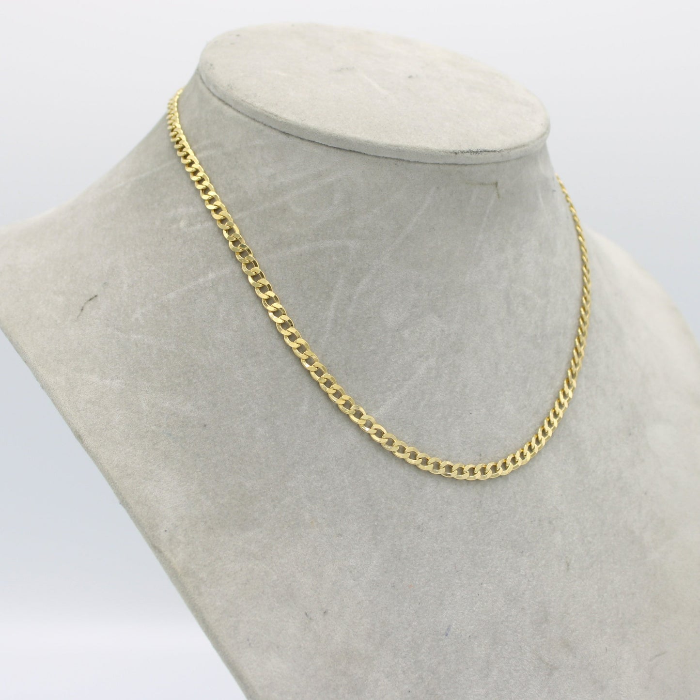 14K Semi-Solid Flat Cuban Chain Yellow Gold ( 4.4 mm\ 18 " )