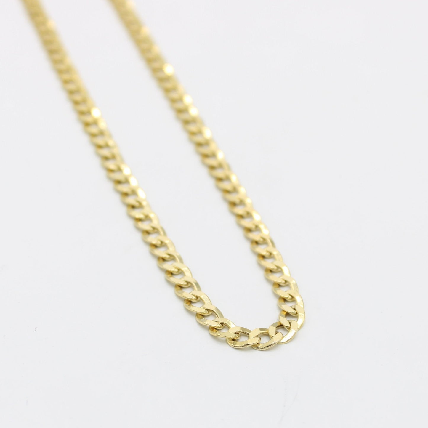 14K Semi-Solid Flat Cuban Chain Yellow Gold ( 4.4 mm\ 18 " )