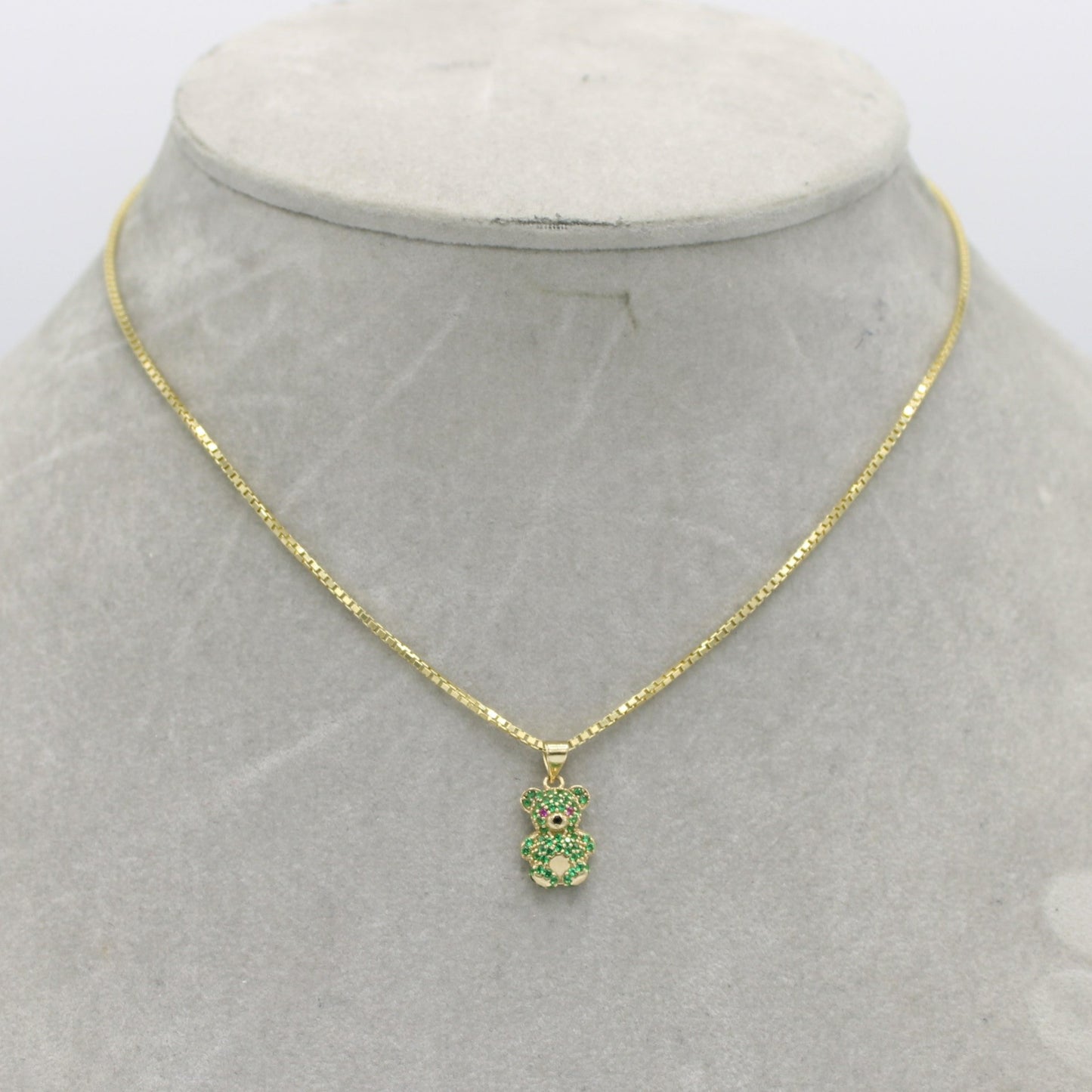 14K Teddy Bear Pendant with Solid Franco Chain (16 ")