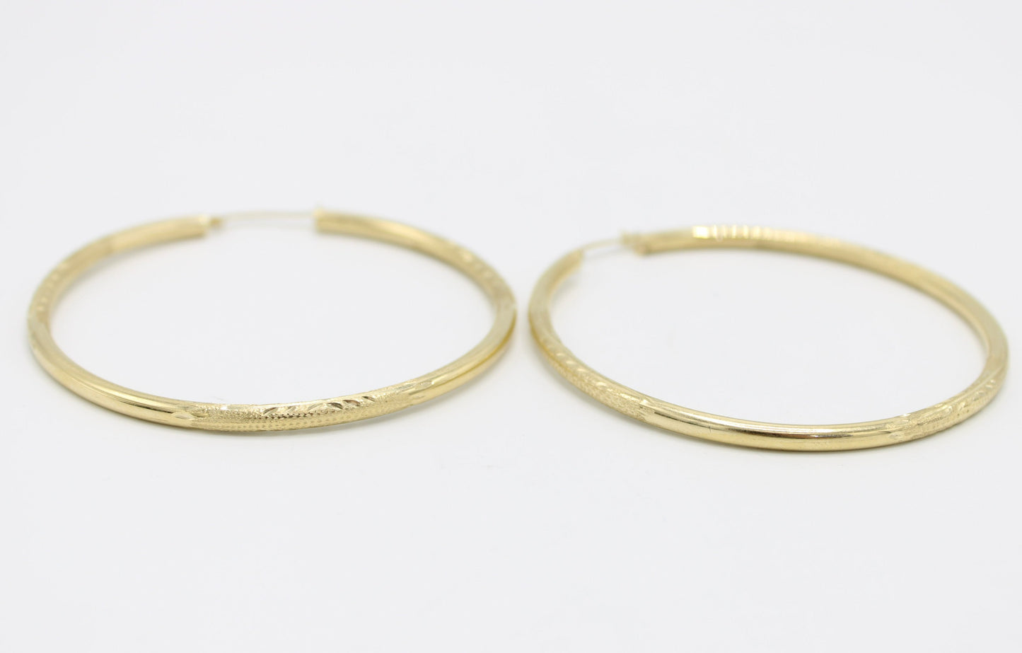 14K Fancy Women's Hoops Yellow Gold